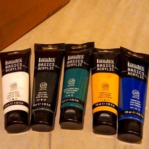 Liquitex BASICS Acrylic Paint Set, 5 x 118ml (4-oz) Tube Paint Set